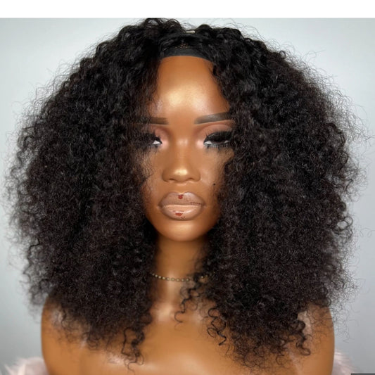 Peluca afro rizada MAMBO de pelo natural negro en maniquí