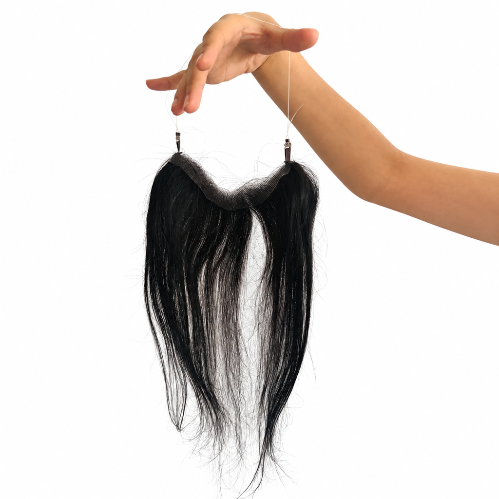 Detalle de banda para entradas de cabello humano negro con encaje frontal