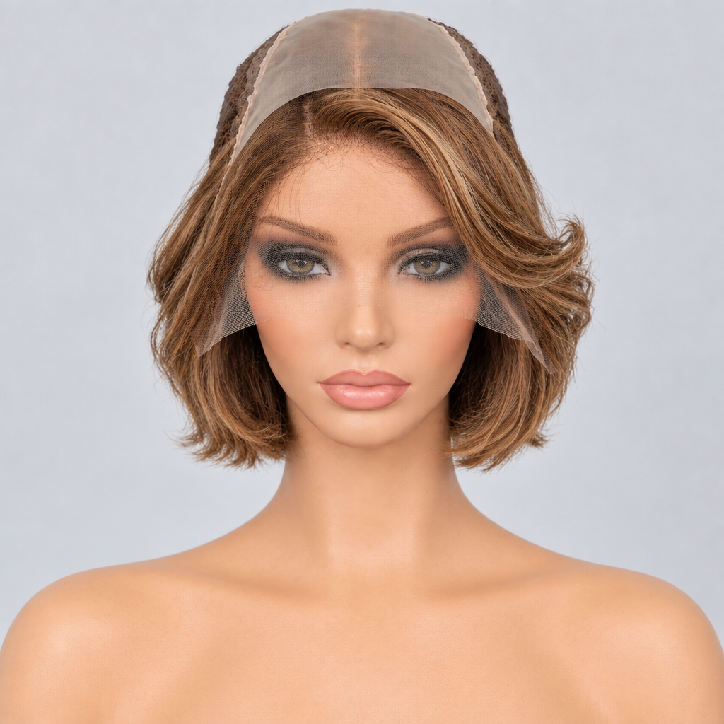 Bob castaño dorado con silk top en maniquí