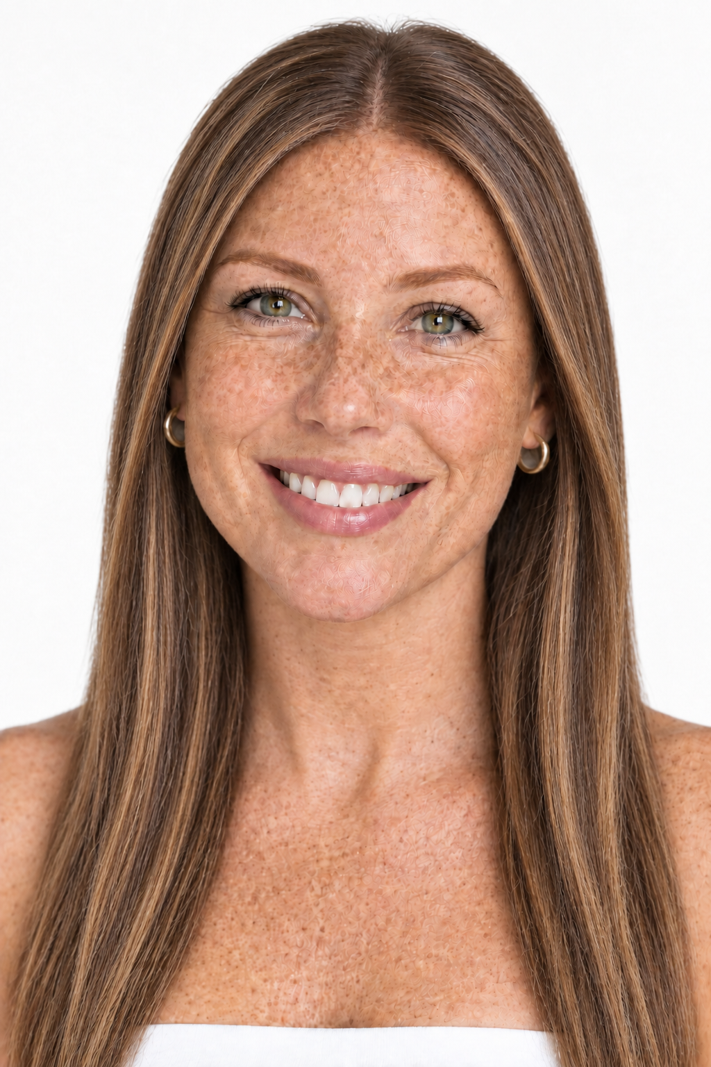 Topper de pelo natural europeo castaño iluminado con mechas suaves 40 cm