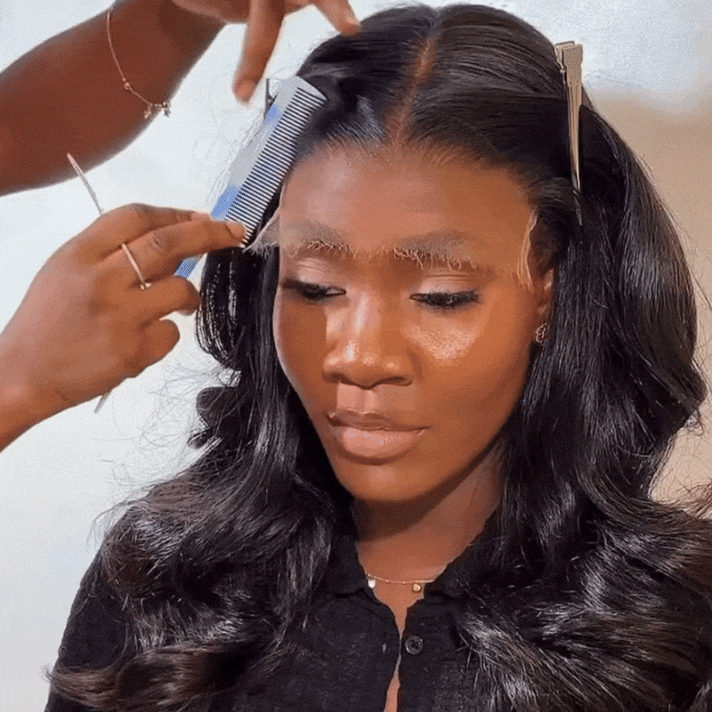 Recortando encaje lace frontal de peluca HD glueless. Tutorial paso a paso para ajustar tu peluca 100% cabello natural, textura ondulada, corte seguro y natural.
